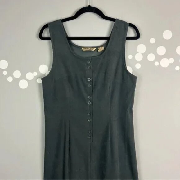 Vintage Jenna Lane New York Pinafore Dress Size S Midi Front Slit Buttons - Picture 2 of 7
